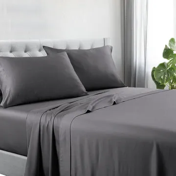 1200tc hotel quality cotton rich sheet set single charcoal