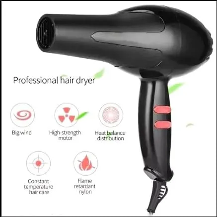 1500W Professional Hair Dryer with Large Air Inlet, Quiet Operation, and Cool Shot for Stylish Results