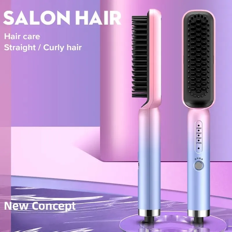 2 in 1 Hot Comb Straightener Electric Hair Straightener Hair Curler 3001