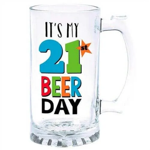 21st Happy Birthday Glass Beer Tankard