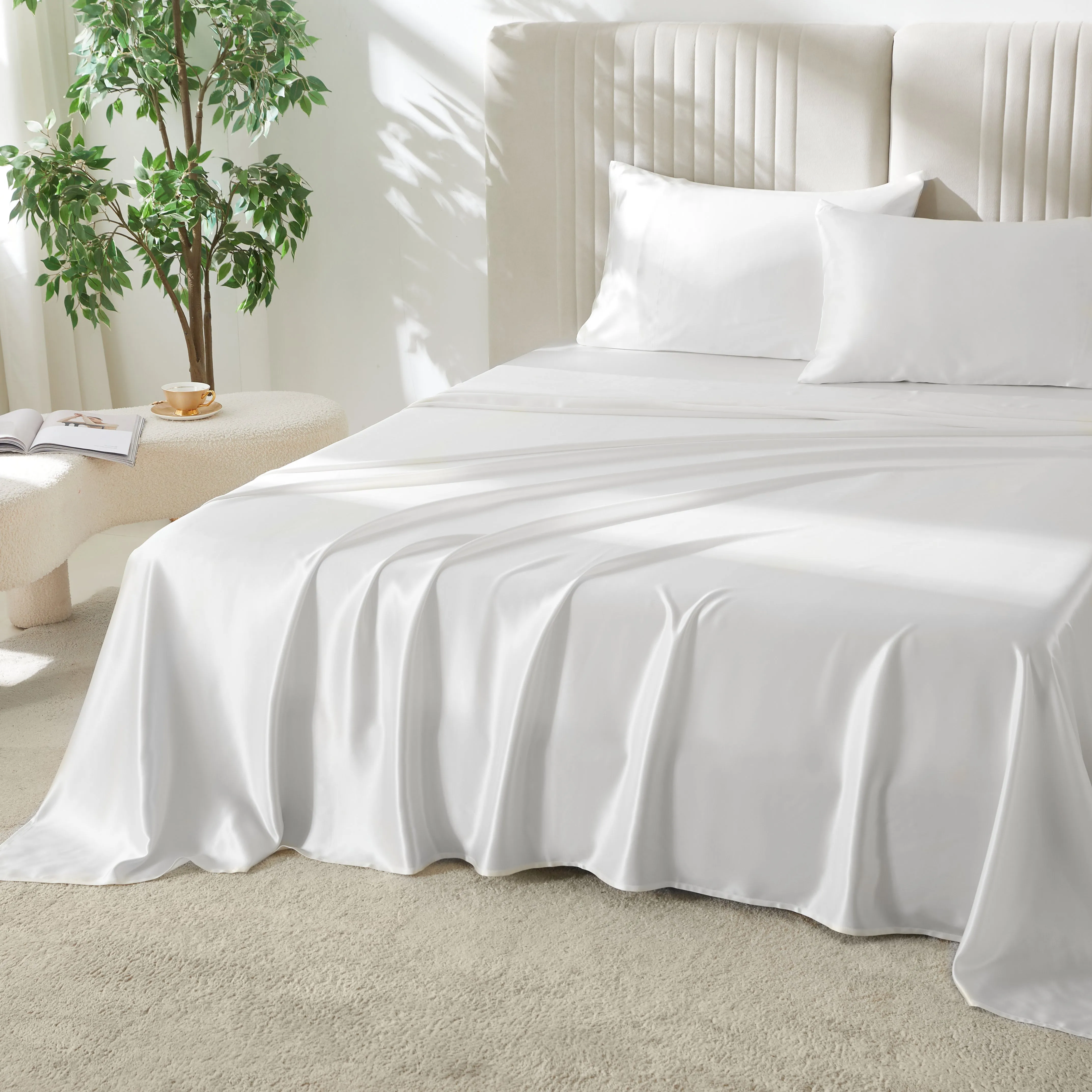 22 Momme Silk Flat Sheet - White