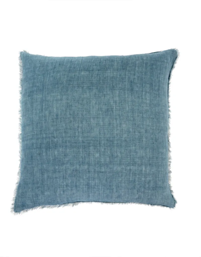 24x24 Lina Linen Pillow, Arctic Blue