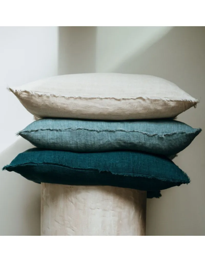 24x24 Lina Linen Pillow, Arctic Blue