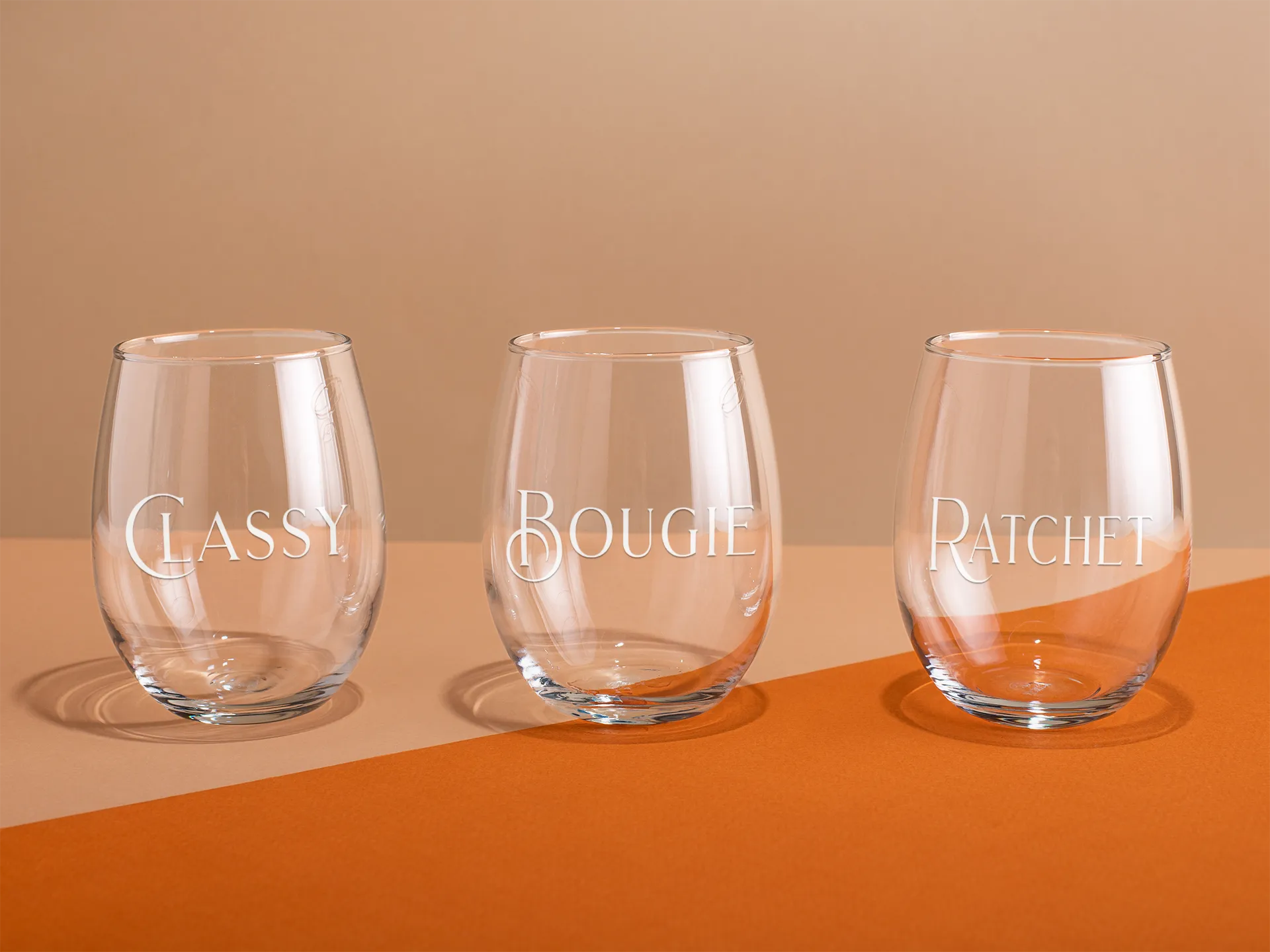 3 Best Friends Stemless Wine Glasses