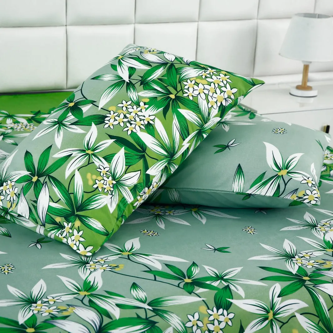 3 PCs Double Bed Sheet -Green Gold