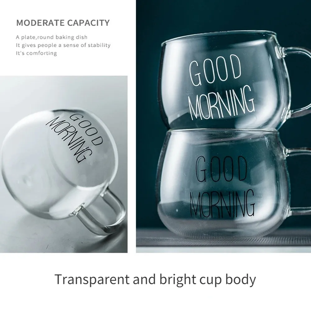 350ml Letter Printed Transparent Creative Glass  Mugs.