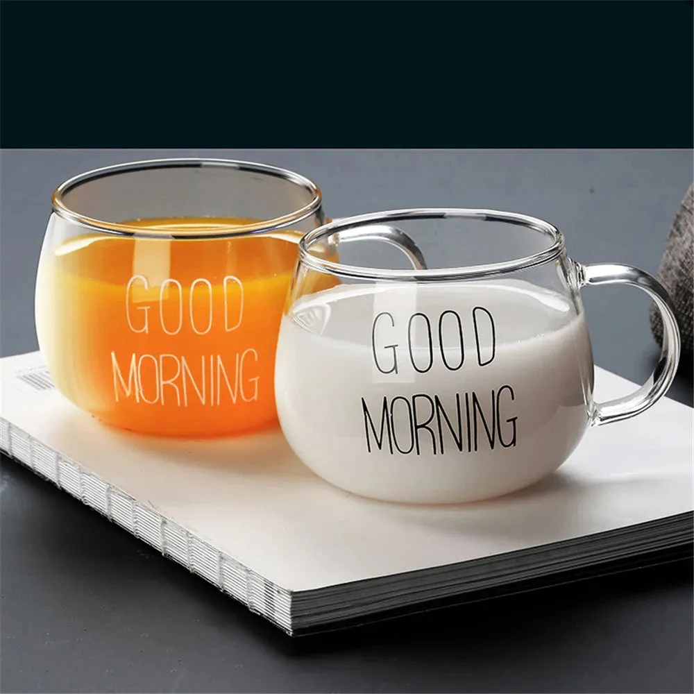 350ml Letter Printed Transparent Creative Glass  Mugs.