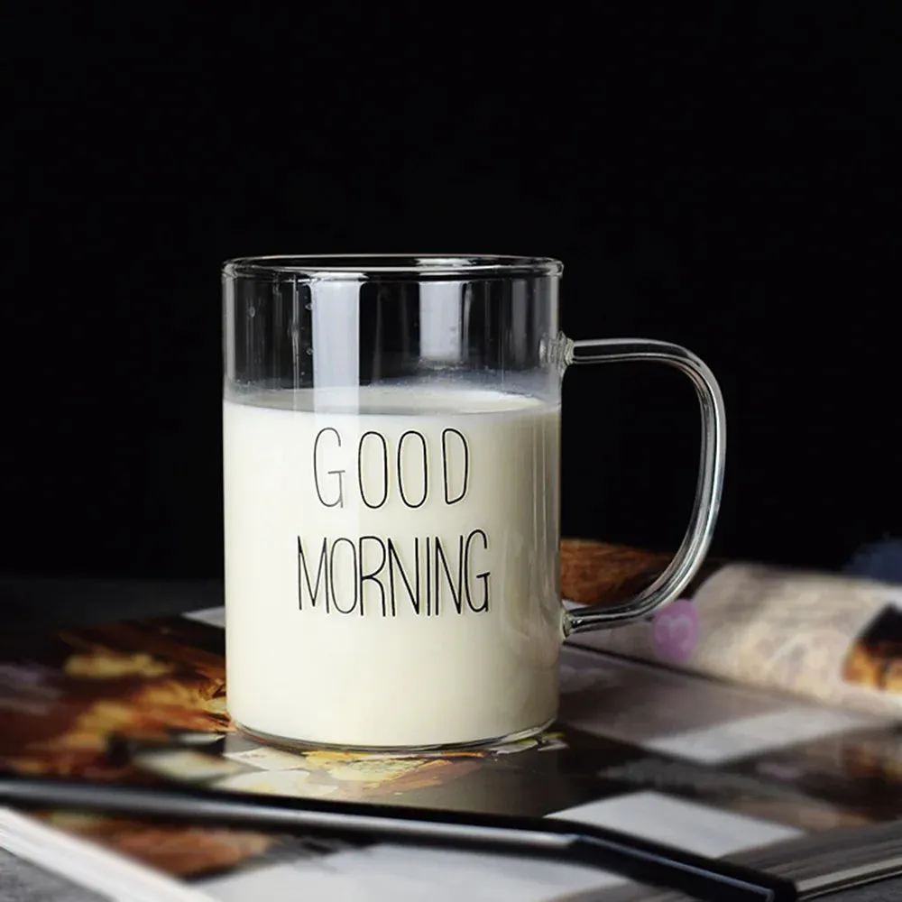 350ml Letter Printed Transparent Creative Glass  Mugs.