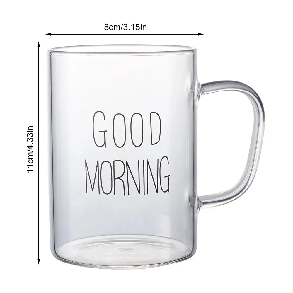 350ml Letter Printed Transparent Creative Glass  Mugs.