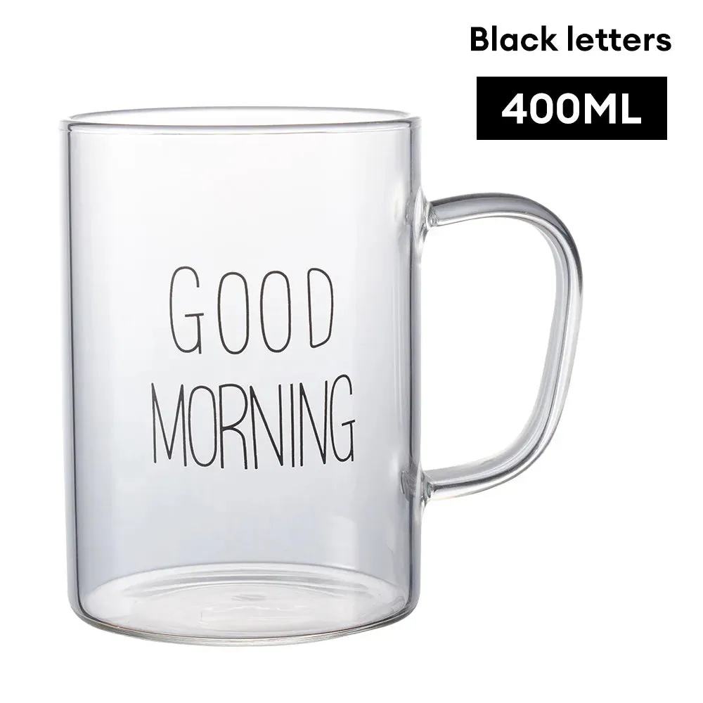 350ml Letter Printed Transparent Creative Glass  Mugs.