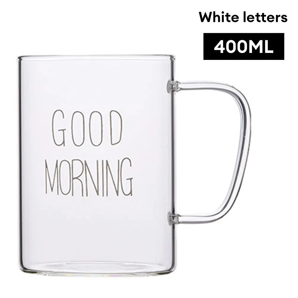 350ml Letter Printed Transparent Creative Glass  Mugs.