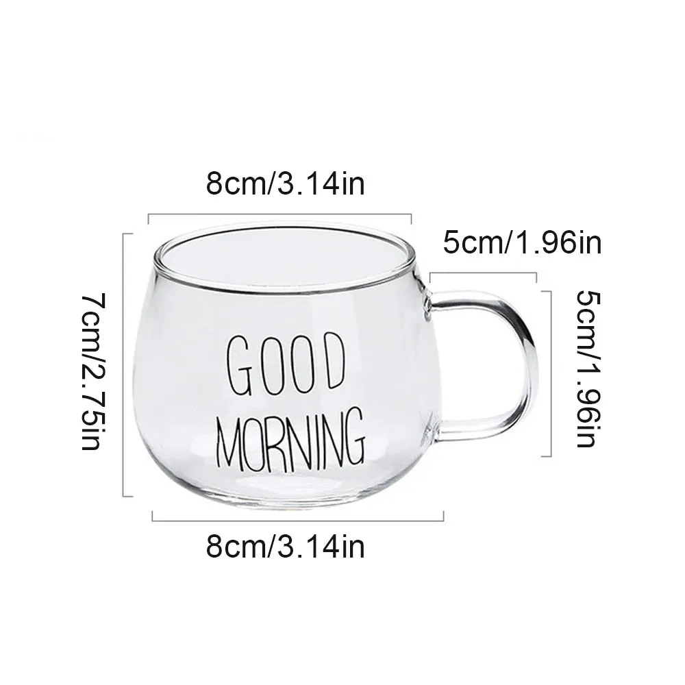 350ml Letter Printed Transparent Creative Glass  Mugs.