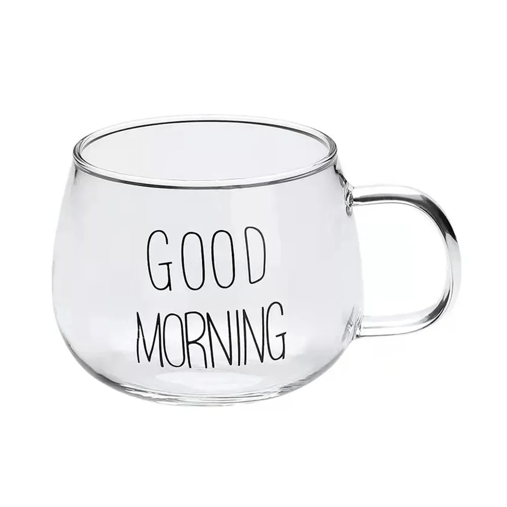 350ml Letter Printed Transparent Creative Glass  Mugs.