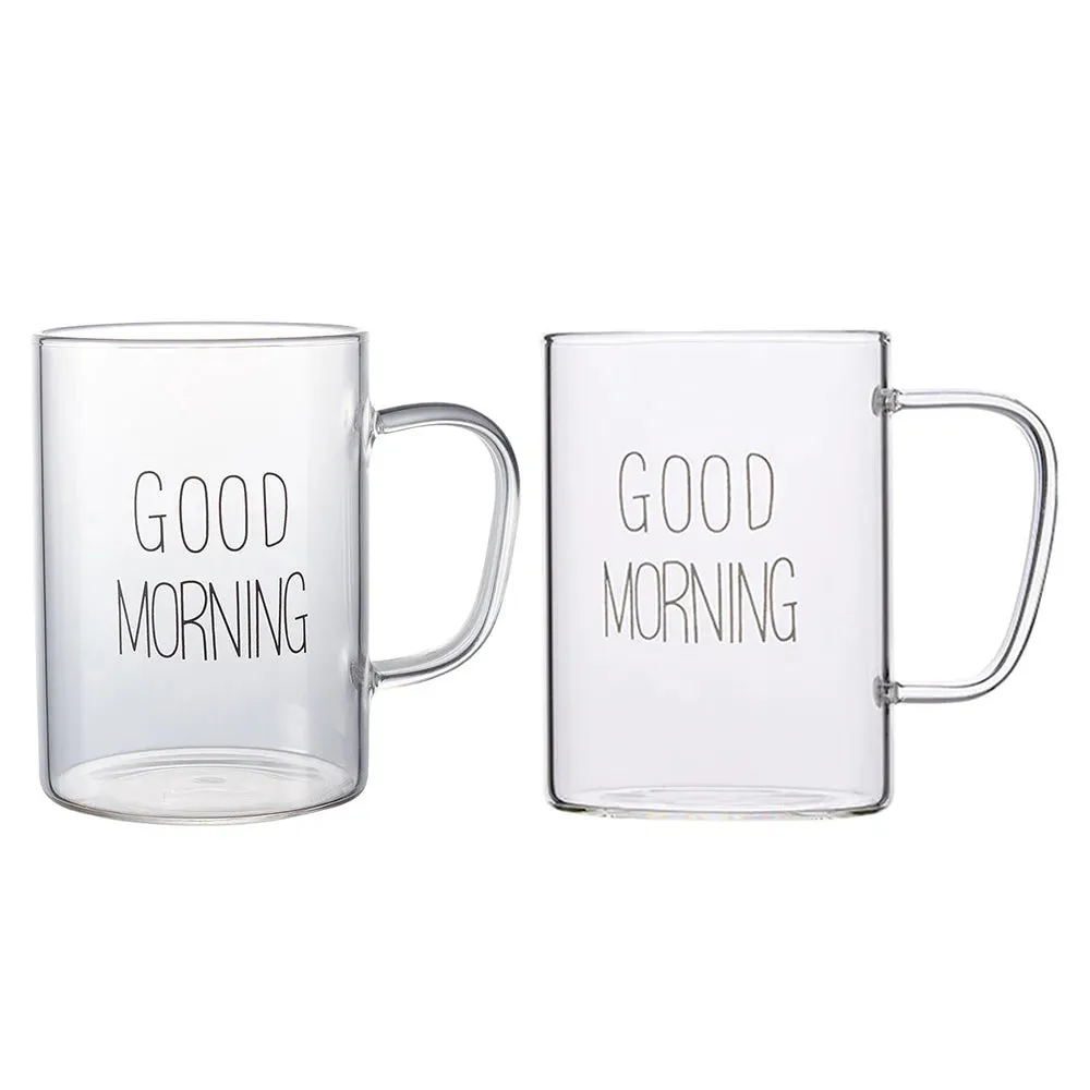 350ml Letter Printed Transparent Creative Glass  Mugs.