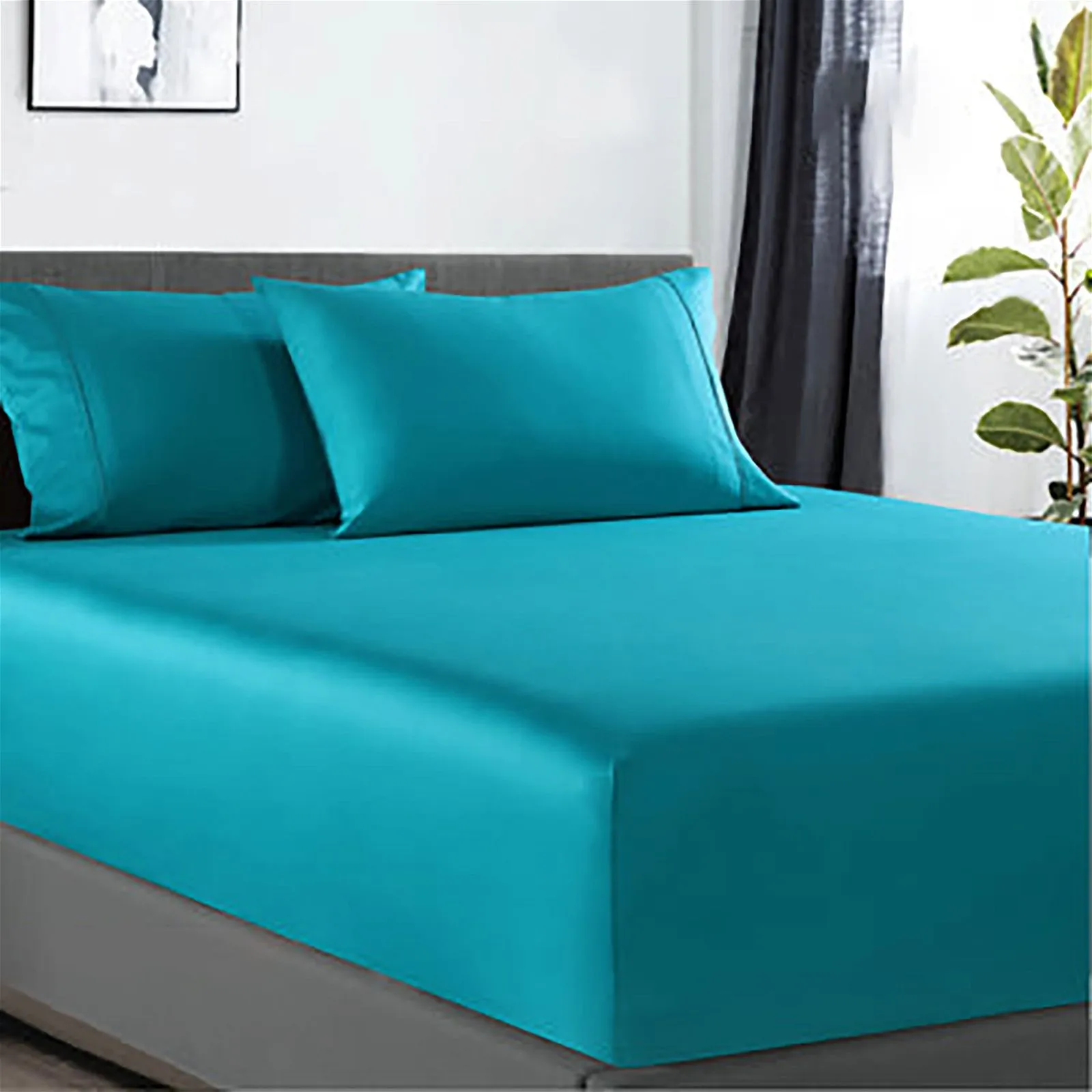 400 thread count bamboo cotton 1 fitted sheet with 2 pillowcases queen teal