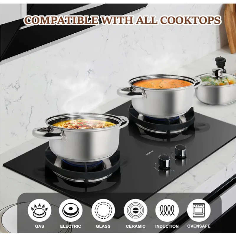 6-Piece Non-Stick Heat-Resistant Pots Set With Transparent Glass Lid