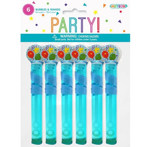 6pk Mini Bubble Wands - Blue