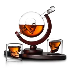 850Ml Skull Whiskey Decanter Set 2 Whisky Glasses