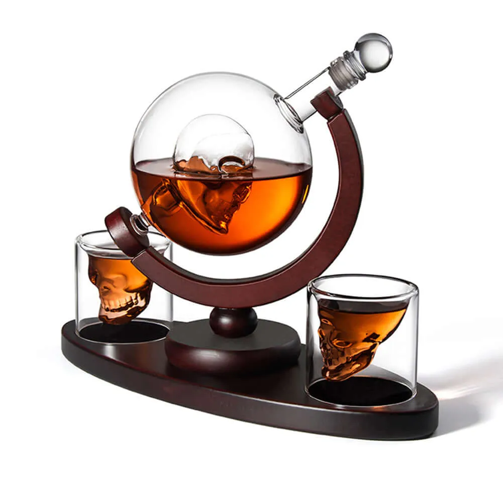 850Ml Skull Whiskey Decanter Set 2 Whisky Glasses