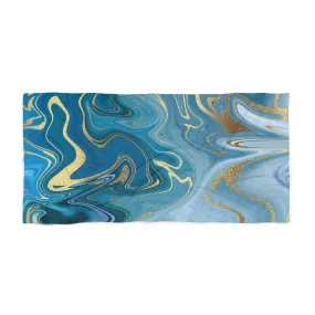 Abstract Bath Beach Towel | Navy Blue Ombre Marble Print