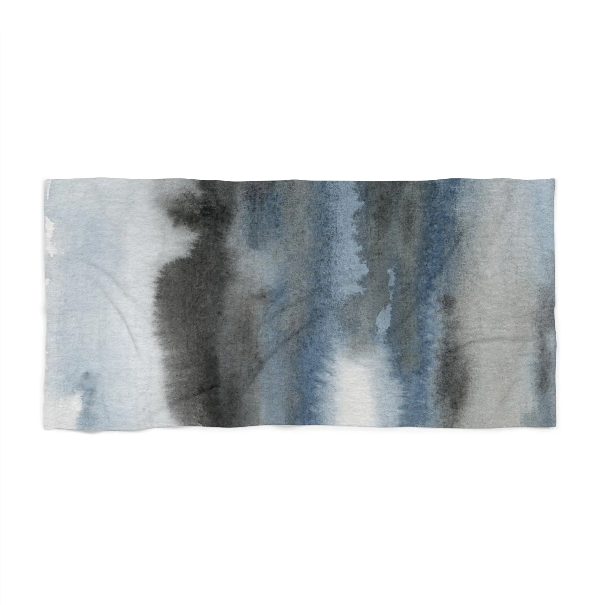 Abstract Boho Bath Beach Towel | Navy Indigo Blue, Gray Black Ombre, Landscape