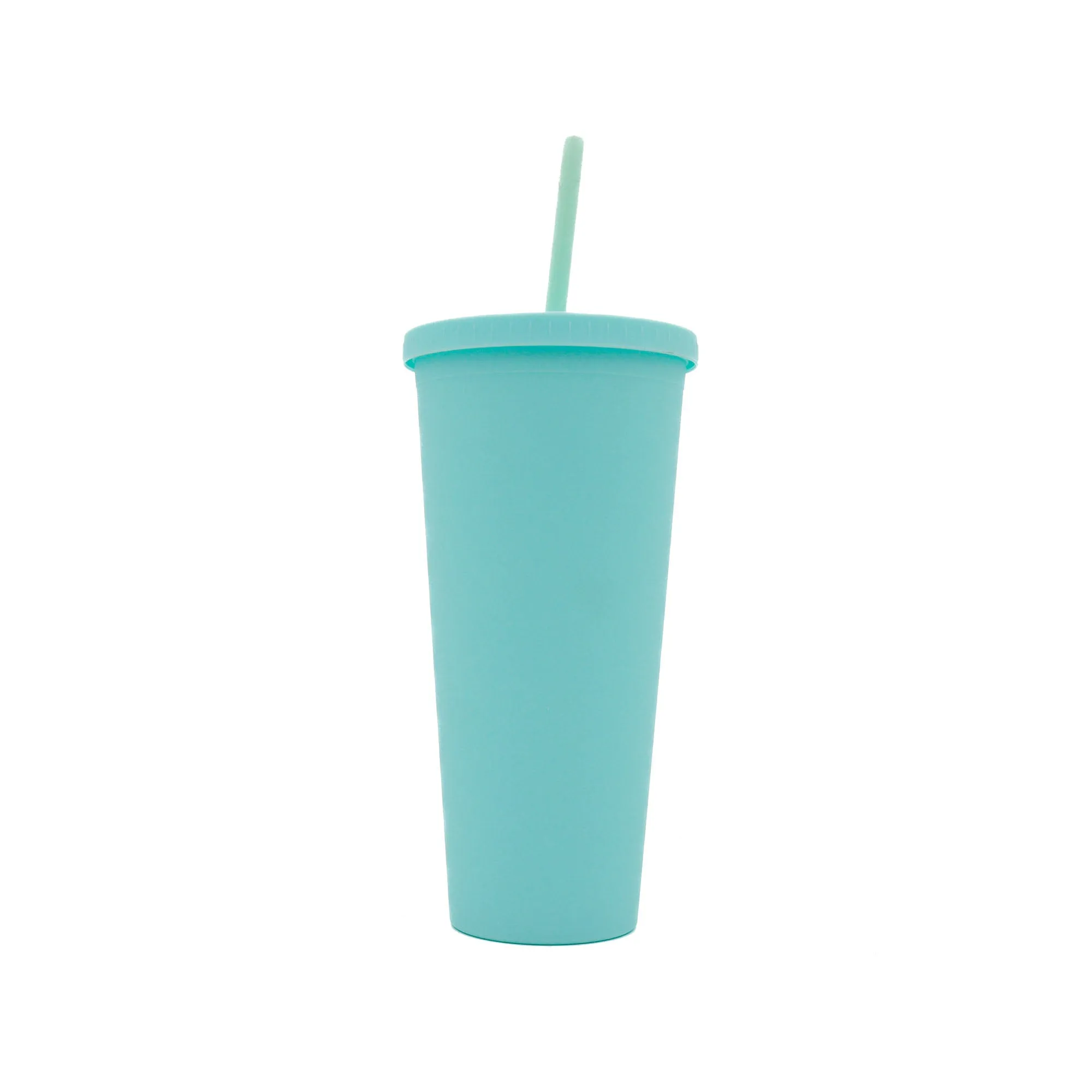 Acrylic Drinking Tumbler 600ml Pastel Colored Matte Finish Cup & Straw