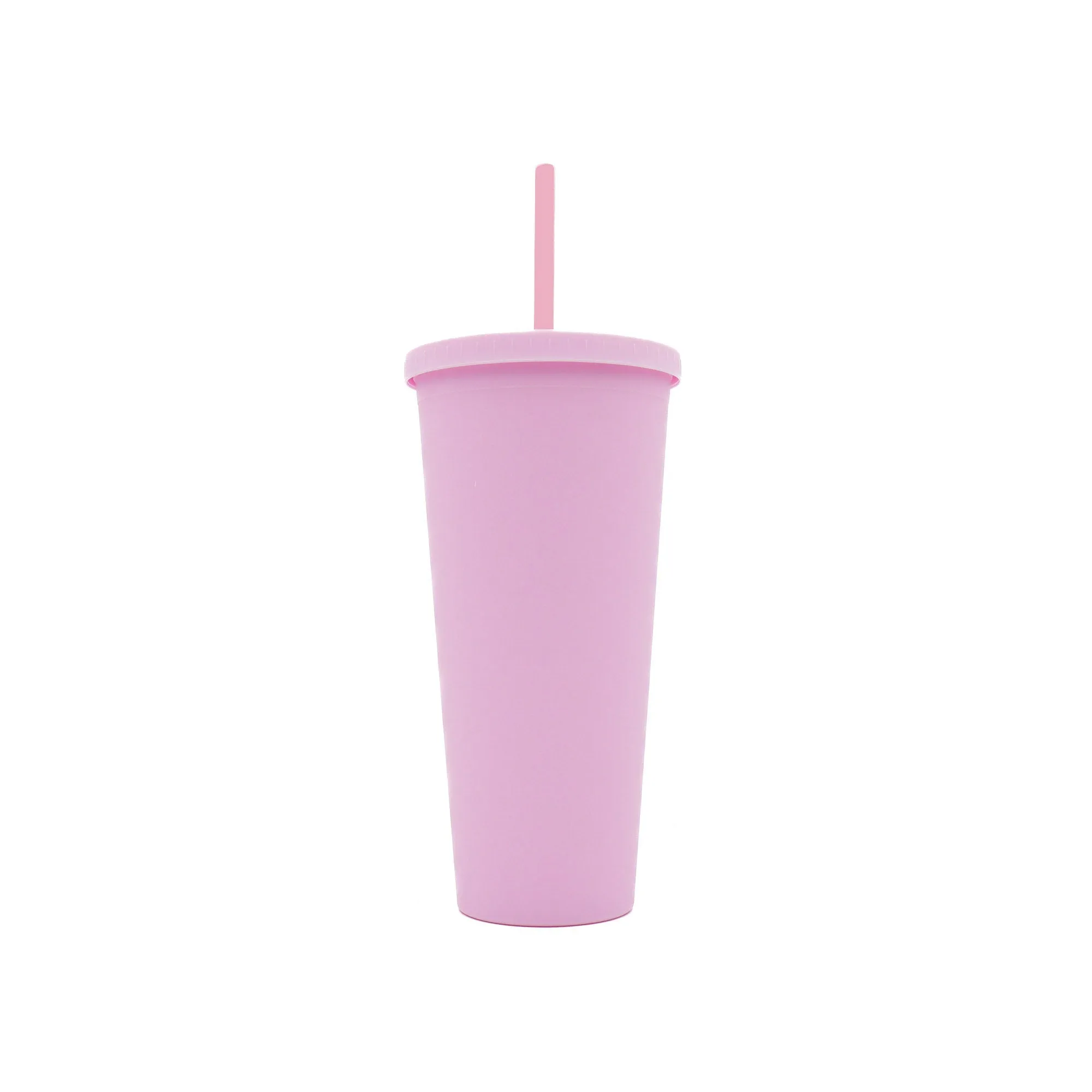 Acrylic Drinking Tumbler 600ml Pastel Colored Matte Finish Cup & Straw