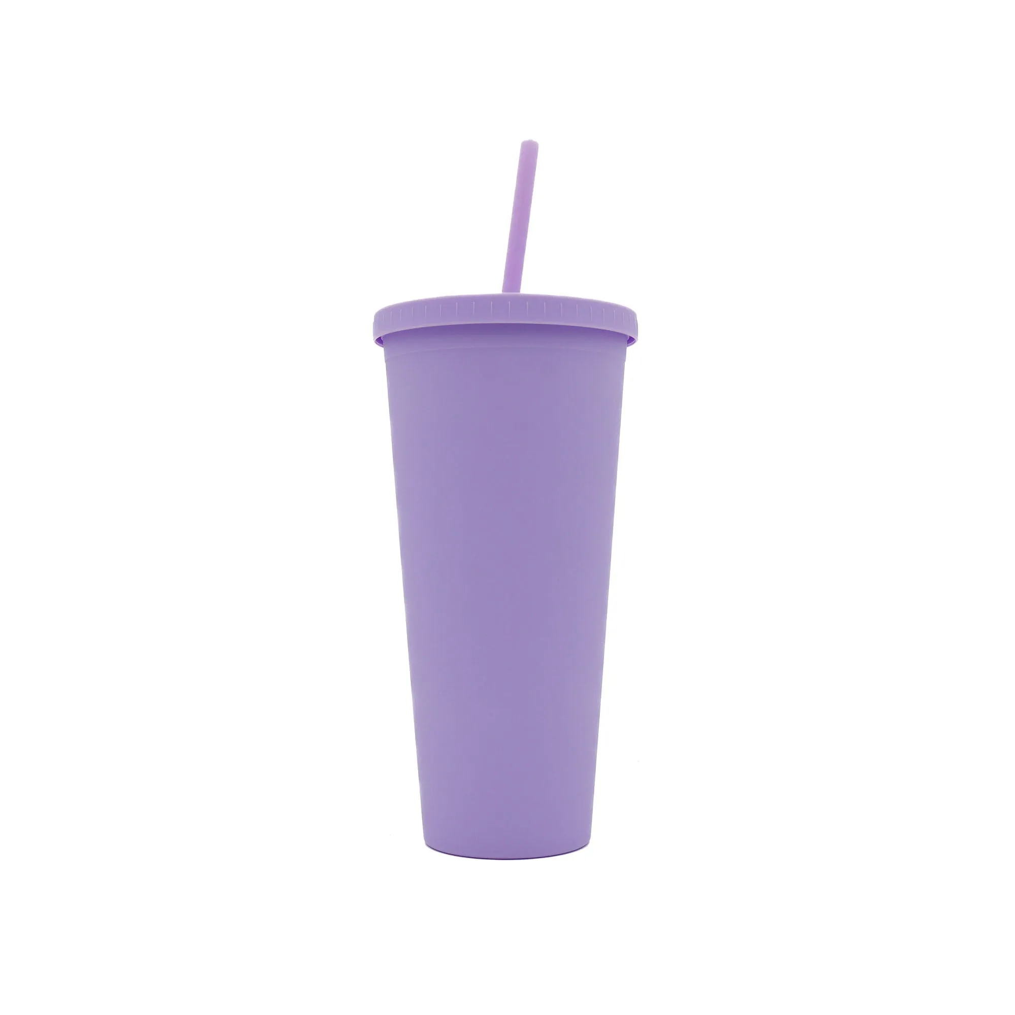 Acrylic Drinking Tumbler 600ml Pastel Colored Matte Finish Cup & Straw