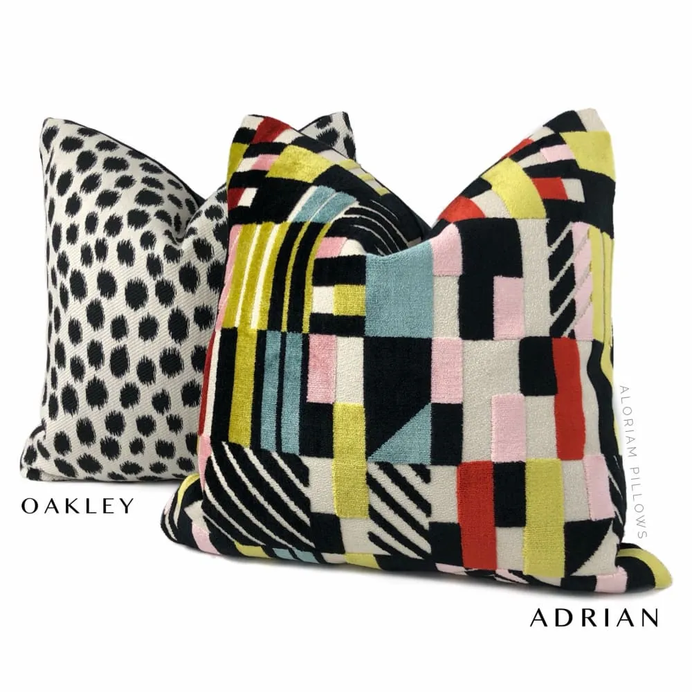 Adrian Retro Mod Multicolor Velvet Pillow Cover