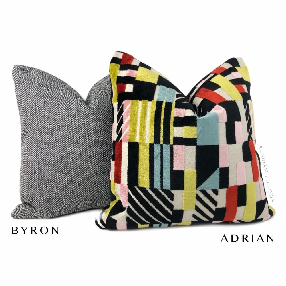 Adrian Retro Mod Multicolor Velvet Pillow Cover