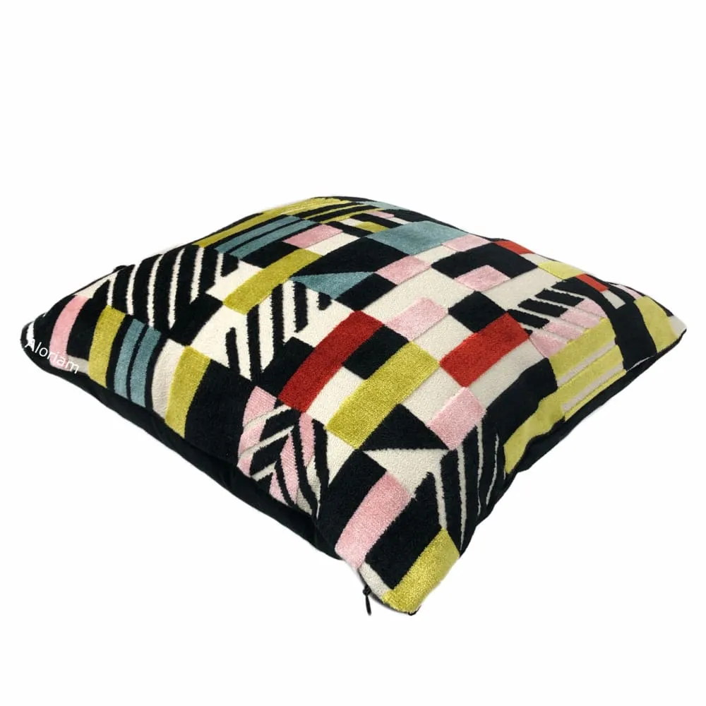 Adrian Retro Mod Multicolor Velvet Pillow Cover