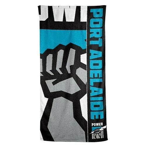 AFL Team Supporter Beach Bath Gym Towel - Port Adelaide Power - 1500mm x 750mm