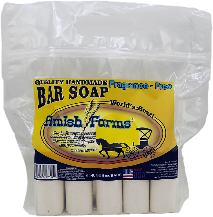 Amish Farm Soap 5-Bar Bag Fragance-Free White Bars