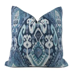 Ankara Blue Green Ikat Pillow Cover