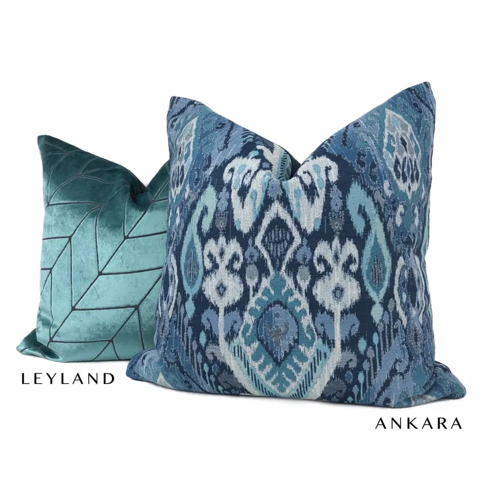 Ankara Blue Green Ikat Pillow Cover