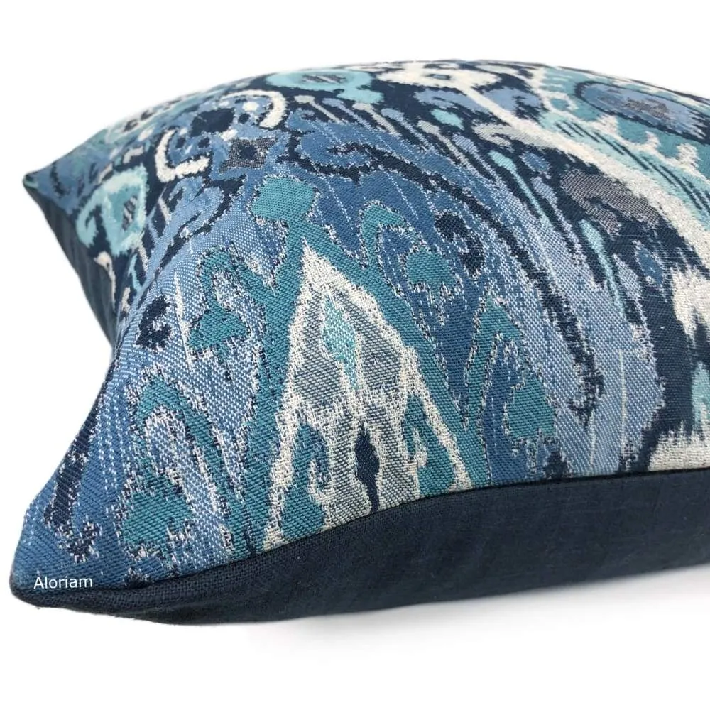 Ankara Blue Green Ikat Pillow Cover