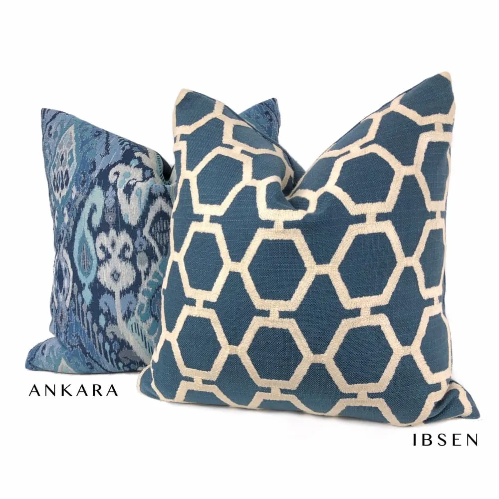 Ankara Blue Green Ikat Pillow Cover