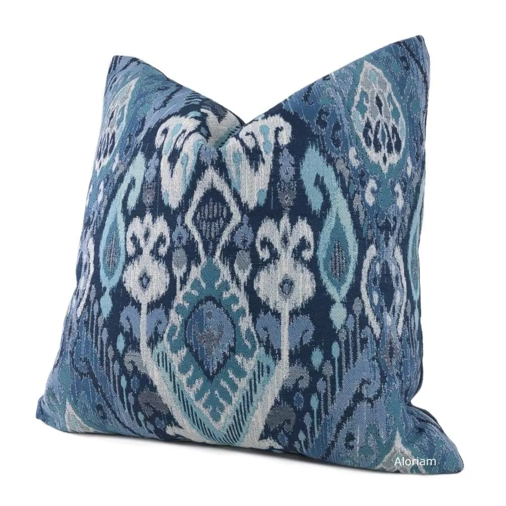 Ankara Blue Green Ikat Pillow Cover