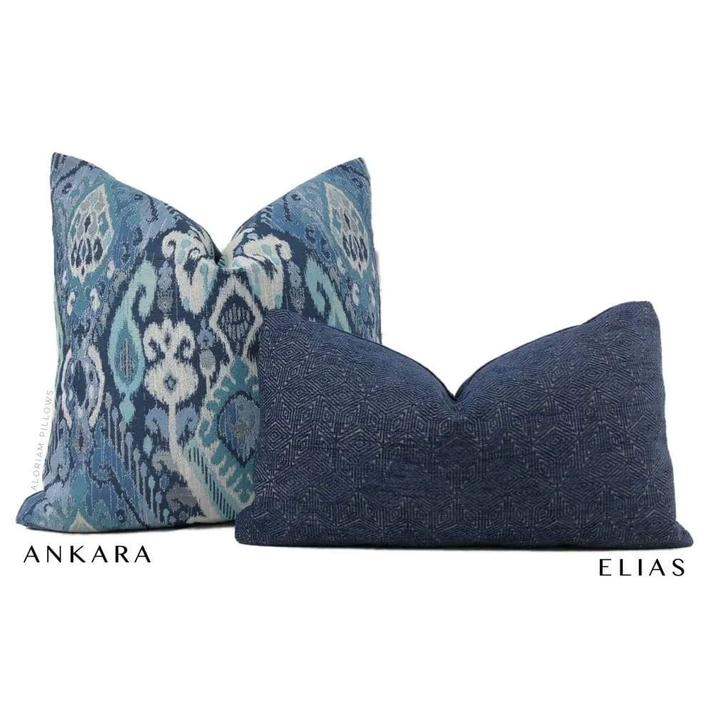 Ankara Blue Green Ikat Pillow Cover