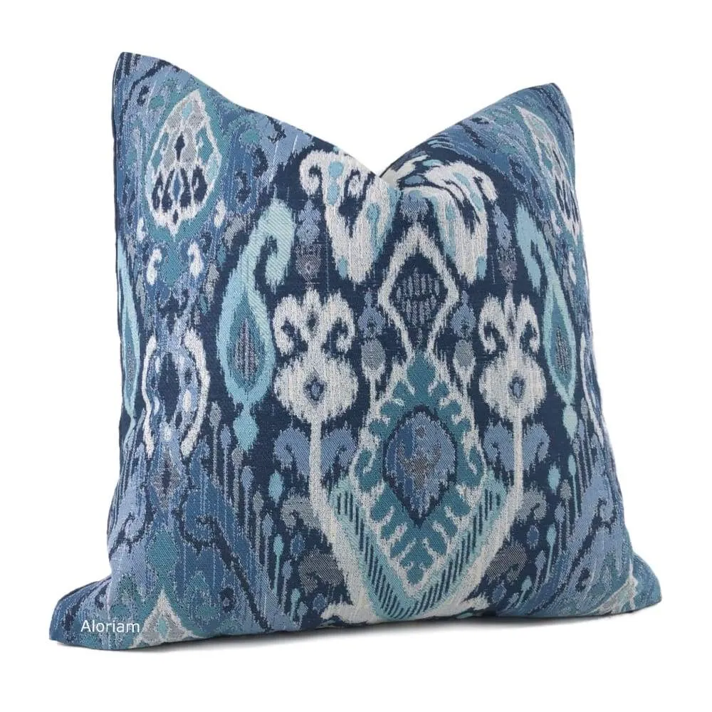 Ankara Blue Green Ikat Pillow Cover