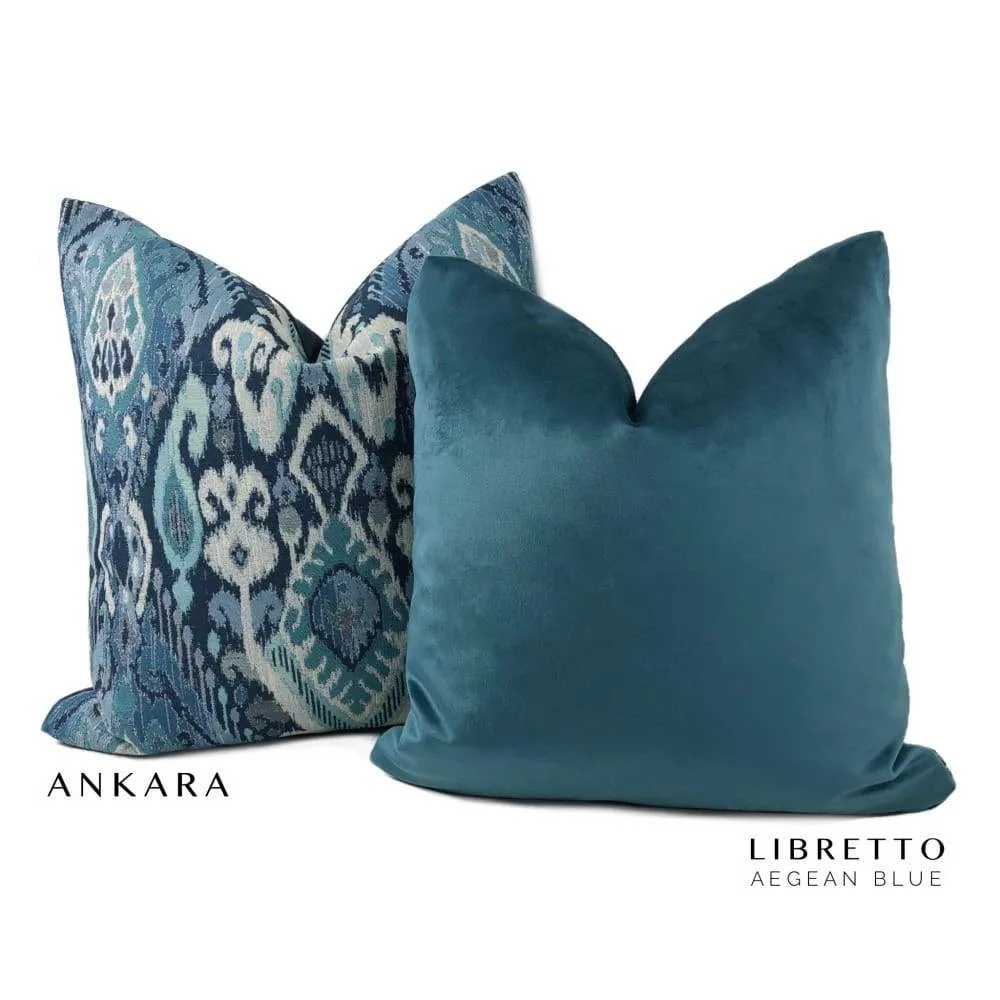 Ankara Blue Green Ikat Pillow Cover