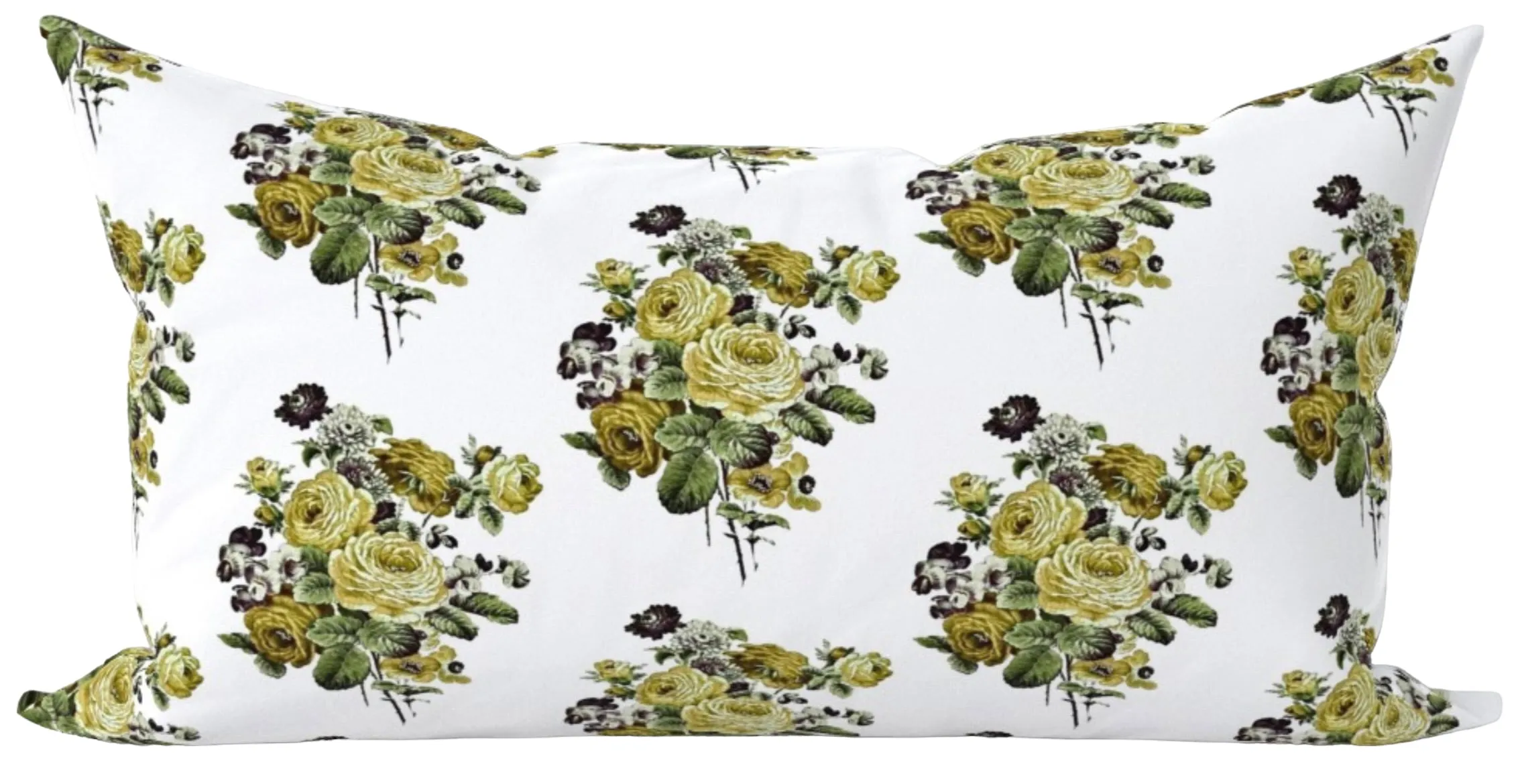 Antique French Roses and Poppies Linen Pillow Cover: Citrine