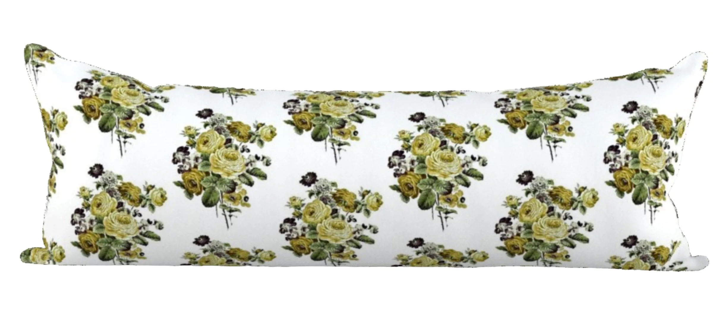 Antique French Roses and Poppies Linen Pillow Cover: Citrine