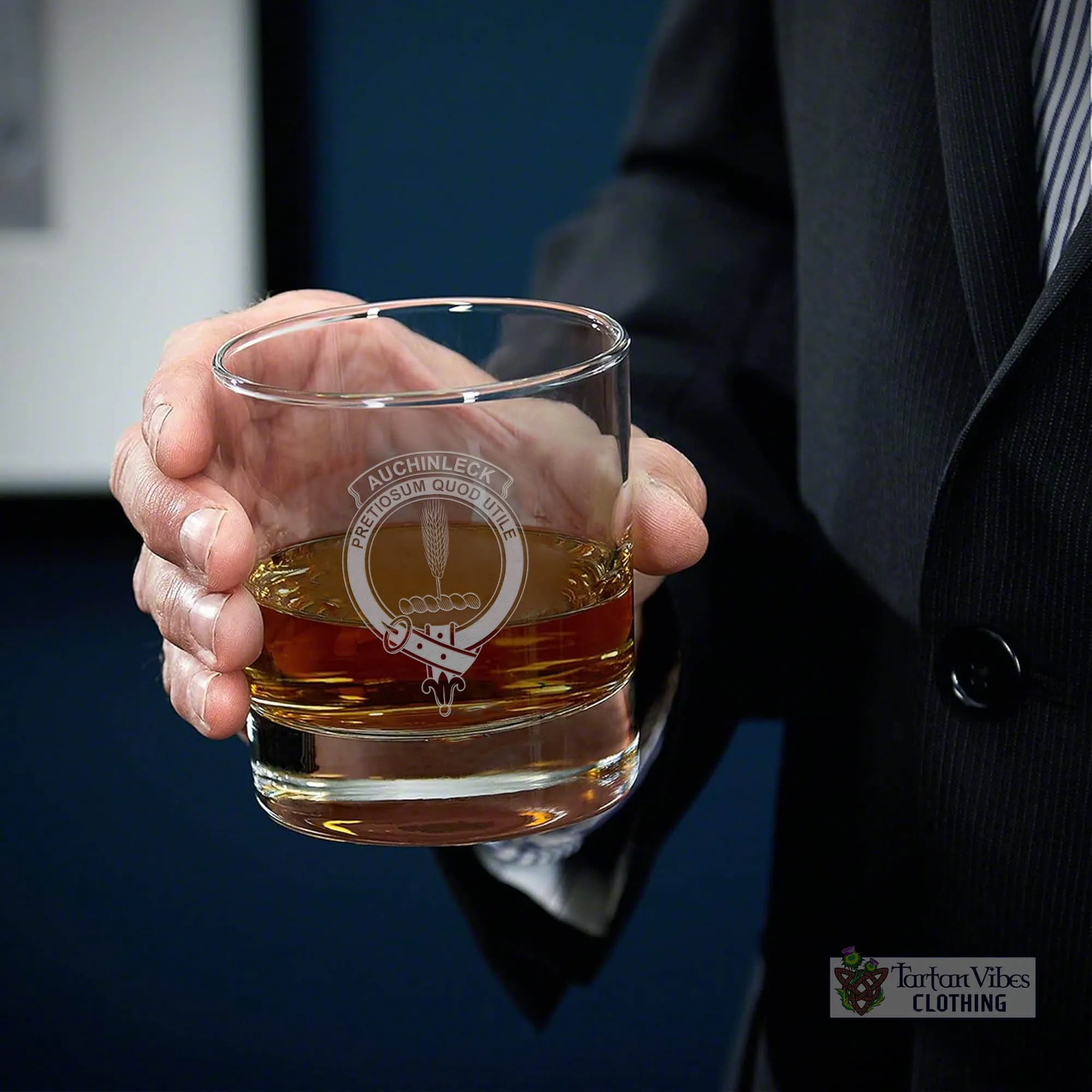 Auchinleck (Affleck) Family Crest Engraved Whiskey Glass