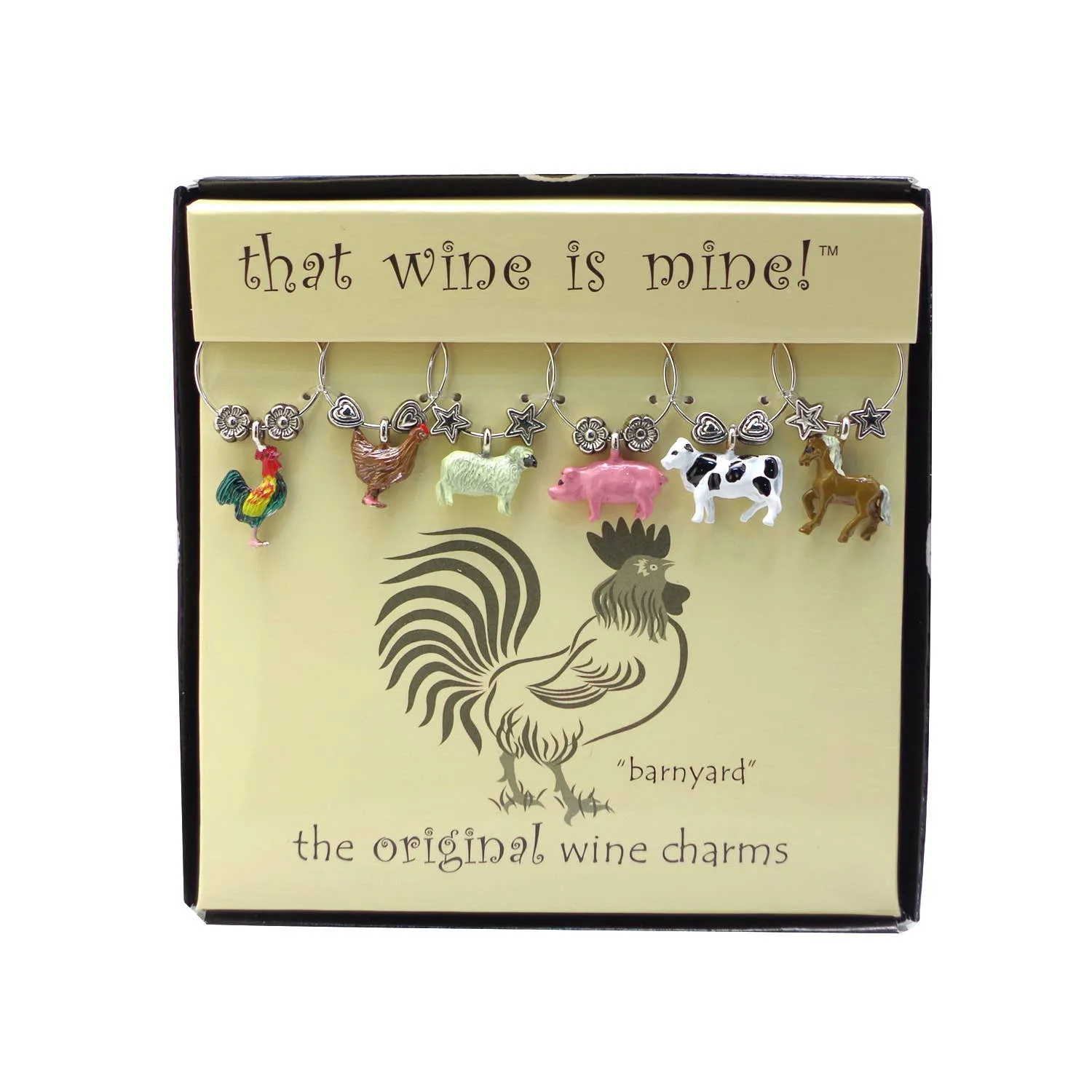 Barnyard Painted Wine Charms