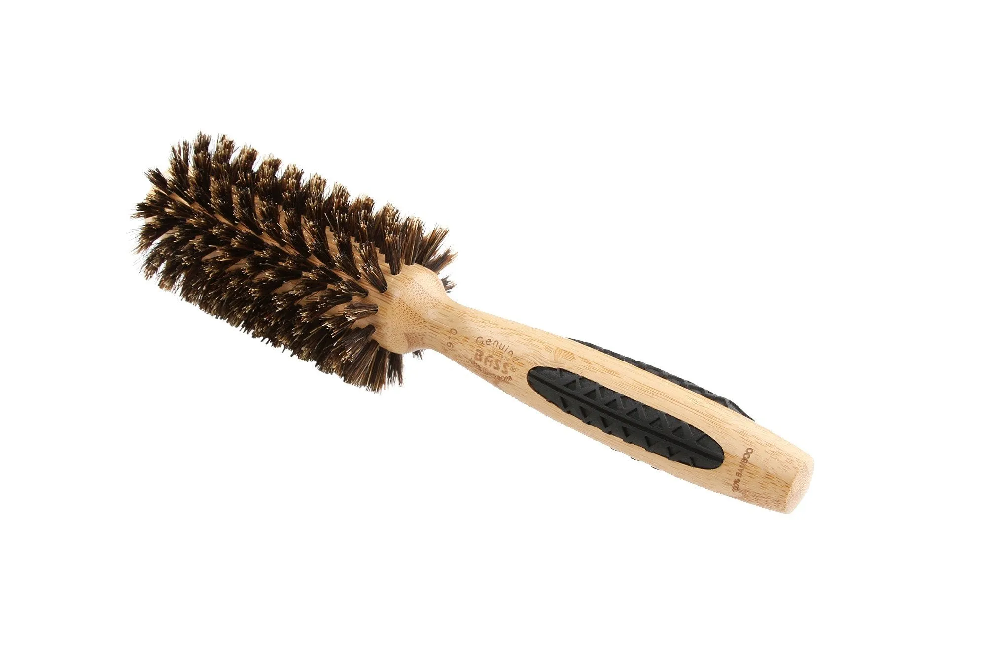 Bass Brushes Medium Round  Hairbrush 100% Natural Boar Bristles Medium to Long Hair Styles Light Wood Handle 1 Brush