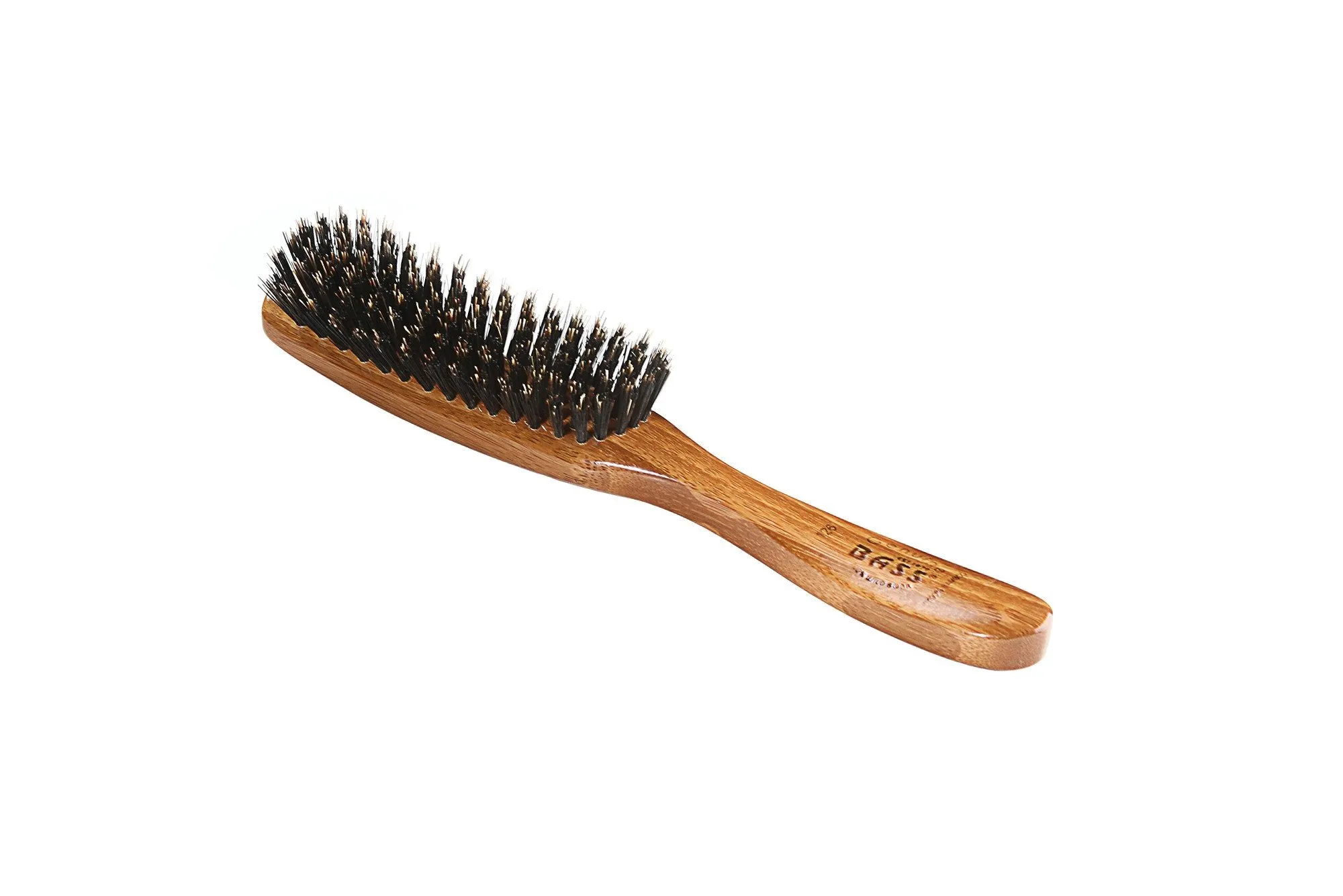 Bass Brushes Semi Oval Seven Row Design Hairbrush 100% Wild Boar Bristles Light Wood Handle 1 Brush