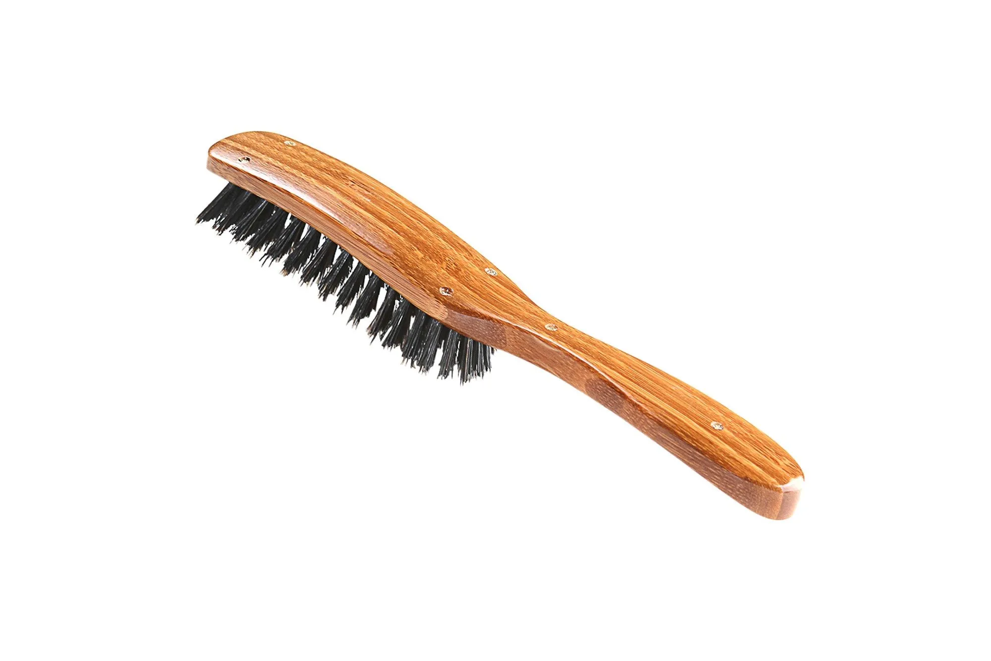 Bass Brushes Semi Oval Seven Row Design Hairbrush 100% Wild Boar Bristles Light Wood Handle 1 Brush