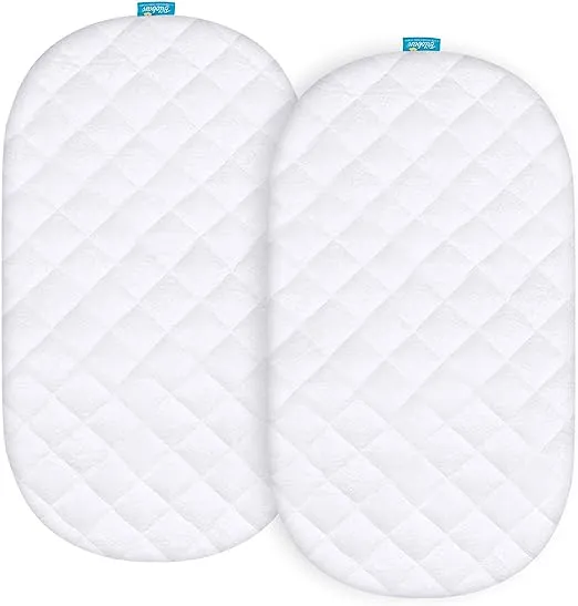 Bassinet Mattress Pad Cover - Fits Baby Trend Lil Snooze Deluxe III for Twins Bassinet, 2 Pack, Bamboo, Waterproof