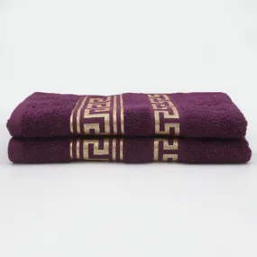 Bath Towel Greek Border 70x140 - Purple